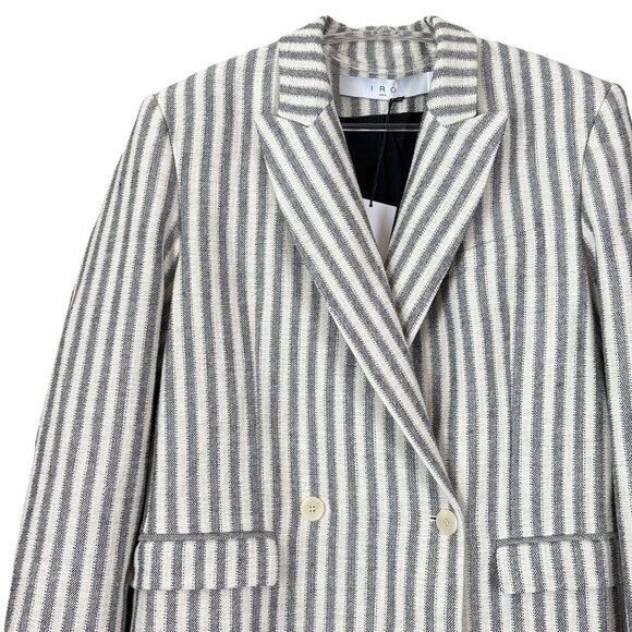 New IRO Ollan Tweed Knit Striped Buttoned Blazer Jacket Ecru Cream Size 36 US 4 - Picture 4 of 11